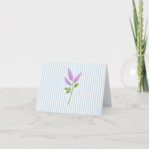 Cartão De Agradecimento Pintura de Flor de Lilás Roxo Faixa Azul
