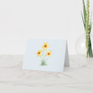 Cartão De Agradecimento Pintura de Flor de Narciso Faixa Azul