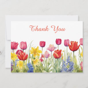 Cartão De Agradecimento Pintura de flor de tulipa