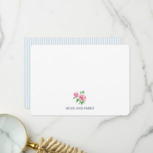 Cartão De Agradecimento Pintura de Peônias Personalizadas em Papelaria com