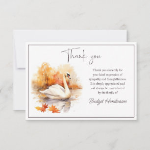 Cartão De Agradecimento Pintura em Aquarela Cisne de Outono no Funeral do 