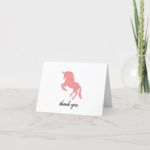 Cartão De Agradecimento Pintura em silhueta cor-de-rosa Unicorn