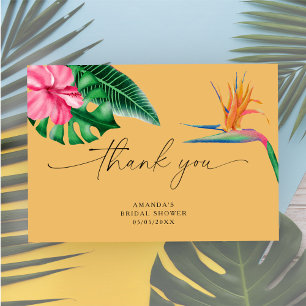 Cartão De Agradecimento Pintura tropical em aquarela, obrigado chá de noiv