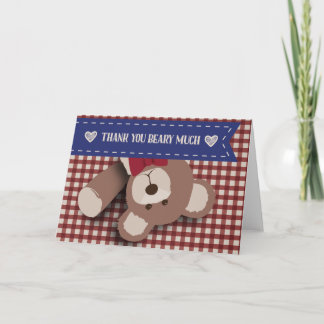 Cartão De Agradecimento Piquenique Do Urso De Teddy - Gingham Vermelho