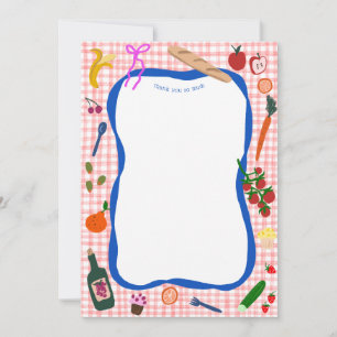 Cartão De Agradecimento Piquenique Xadrez Moderno Fofo Festa de Noiva CUST