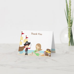 Cartão De Agradecimento Pirate and Mermaid Thank You Note Cards