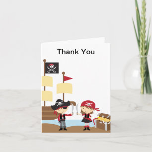 Cartão De Agradecimento Pirate Boy and Girl Thank You Note Cards