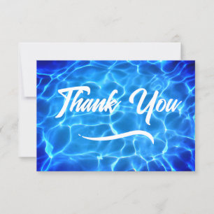 Cartão De Agradecimento Piscina Azul Água Caligrafia Moderna