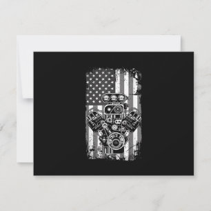 Cartão De Agradecimento Pistão de Carro Musculoso Antigo Bandeira American