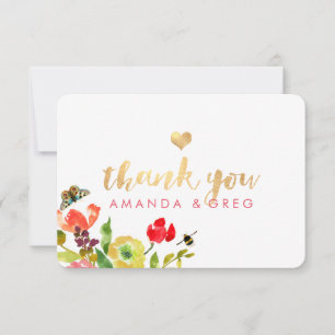 Cartão De Agradecimento PixDezines Aquarela Floral/Ranunculus/Obrigado
