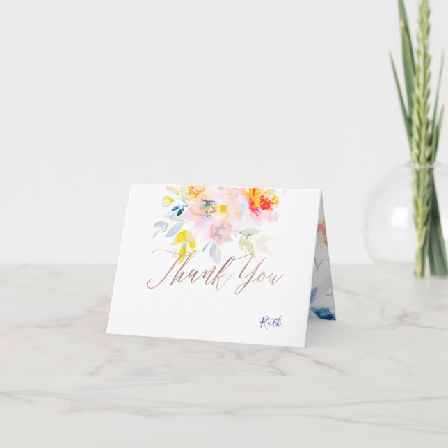 Cartão De Agradecimento PixDezines Bat Mitzvah obrigado você/aquarela (Frente)