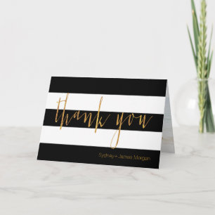 Cartão De Agradecimento PixDezines black+white+stripes thank you cards