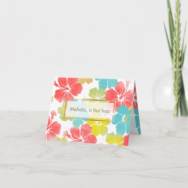 Cartão De Agradecimento PixDezines mahalo, o hui hou/hibiscus (Frente)