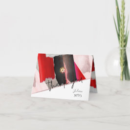 Cartão De Agradecimento PixDezines Mitzvah de aquarela obrigado, vermelho 