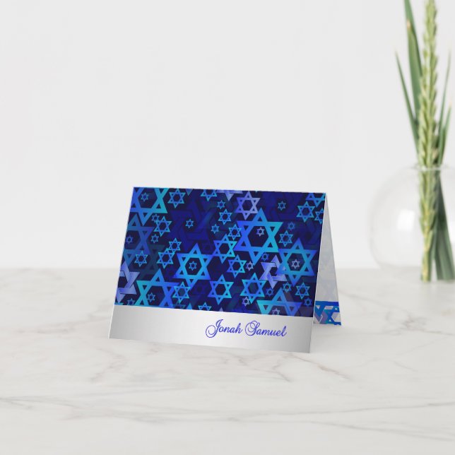 Cartão De Agradecimento PixDezines mod stars mitzvah obrigado você/DIYcolo (Frente)