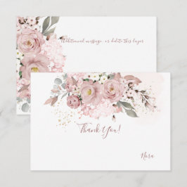 Cartão De Agradecimento PixDezines Rosa Empoeirada Obrigado