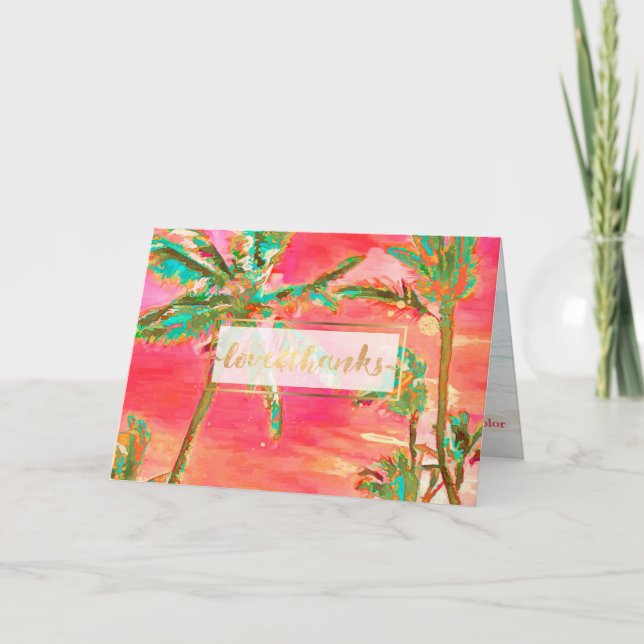 Cartão De Agradecimento PixDezines Vintage Havaí/Obrigado (Frente)