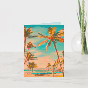 Cartão De Agradecimento PixDezines vintage hawaiian Beach/Teal