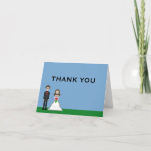 Cartão De Agradecimento Pixel Gamer Bride & Groom Wedding Thank You Cards