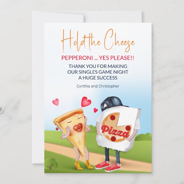 Cartão De Agradecimento Pizza Amor Engraçado (Frente)