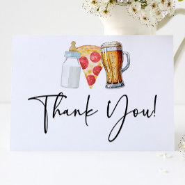 Cartão De Agradecimento Pizza Brews e Fraldas também! Chá de fraldas
