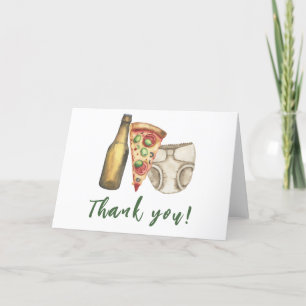 Cartão De Agradecimento Pizza, Cervejas e Fraldas também Chá de Bebê Obrig