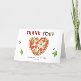 Cartão De Agradecimento pizza coração aquarela baby shower OBRIGADA