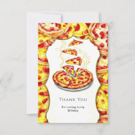 Cartão De Agradecimento Pizza de Aniversário Aquarela Enchanted