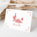 Cartão De Agradecimento Pizza Funky Vinho Manuscrito Ilustrado<br><div class="desc">"Funky Pizza Wine" — Cartões de agradecimentos ilustrado manuscrito</div>