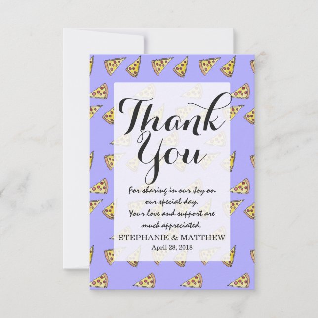 Cartão De Agradecimento Pizza Iummy e Pepperoni Foodie Watercolor (Frente)