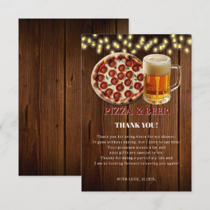 Cartão De Agradecimento Pizza russa e Chá de fraldas de cerveja