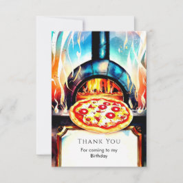 Cartão De Agradecimento Pizza Simples de Aniversário com Queijo