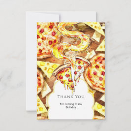 Cartão De Agradecimento Pizza Simples de Aniversário de Festa