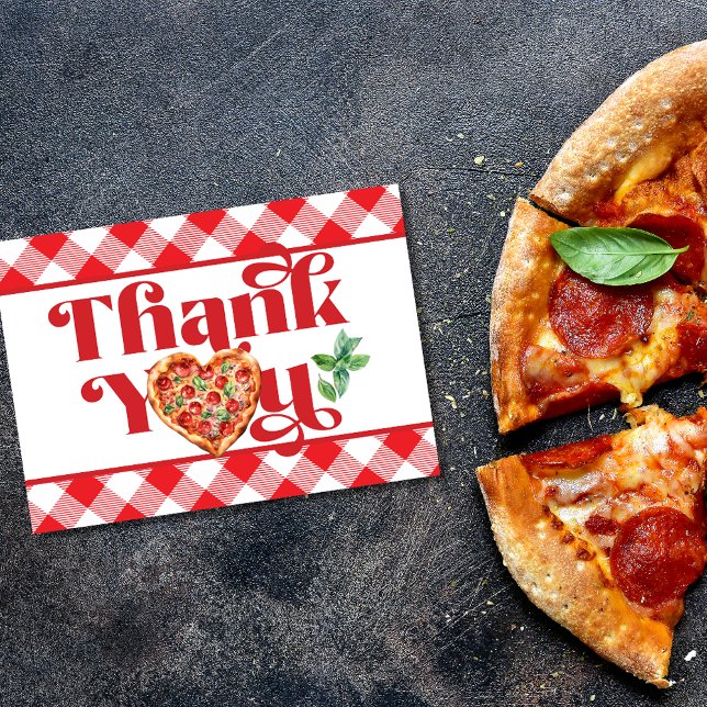 Cartão De Agradecimento Pizza Tema Vermelho Branco  (Criador carregado)