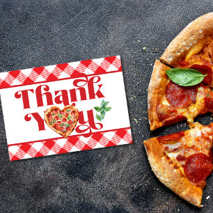 Cartão De Agradecimento Pizza Tema Vermelho Branco 