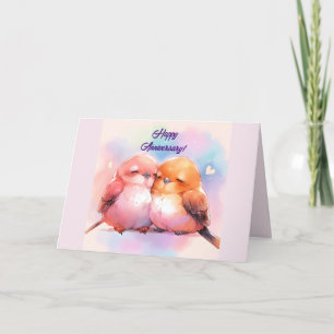 CARTÃO DE AGRADECIMENTO PLACA ANIVERSÁRIA DE AVES DE AMOR