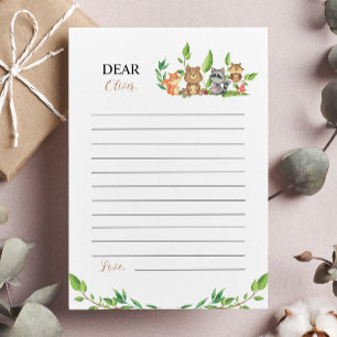 Cartão De Agradecimento Placa Cápsula Horária Woodland Wild One Note