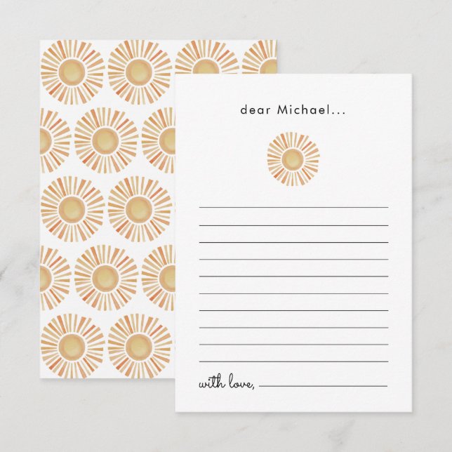 Cartão De Agradecimento Placa Cápsula Sun Sunshine Time (Frente/Verso)