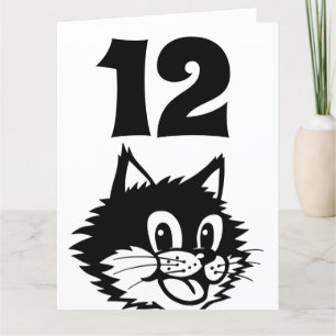 CARTÃO DE AGRADECIMENTO PLACA CAT DE ANIVERSÁRIO DE IDADE 12
