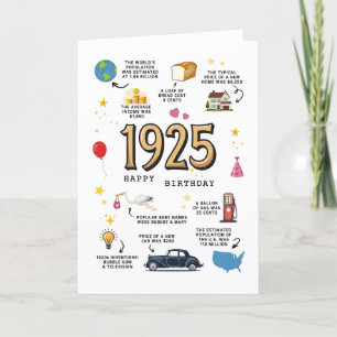 Cartão De Agradecimento Placa de aniversário 1925 imprimível