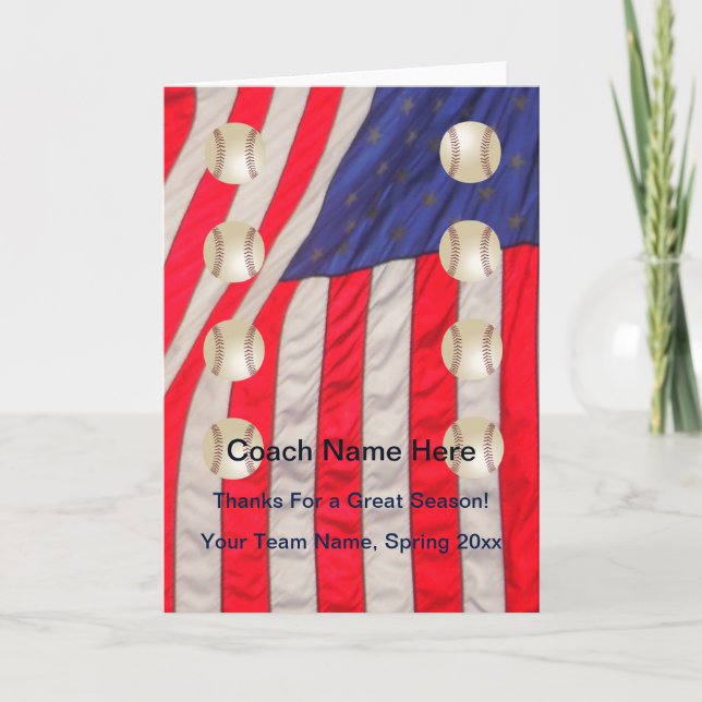 Cartão De Agradecimento Placa de Baseball de Bandeira Americana para Dentr (Frente)