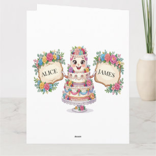 Cartão De Agradecimento Placa de Boas-Vindas de Bolo de Casamento Floral P