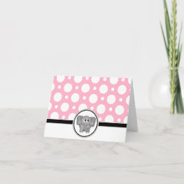 Cartão De Agradecimento Placa de Bolinhas Rosa Personalizada para Elefante