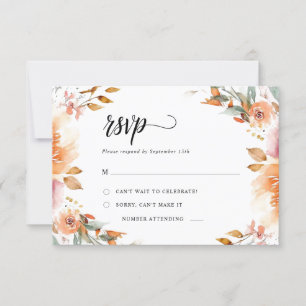 Cartão De Agradecimento Placa de Casamento RSVP Floral de Queda