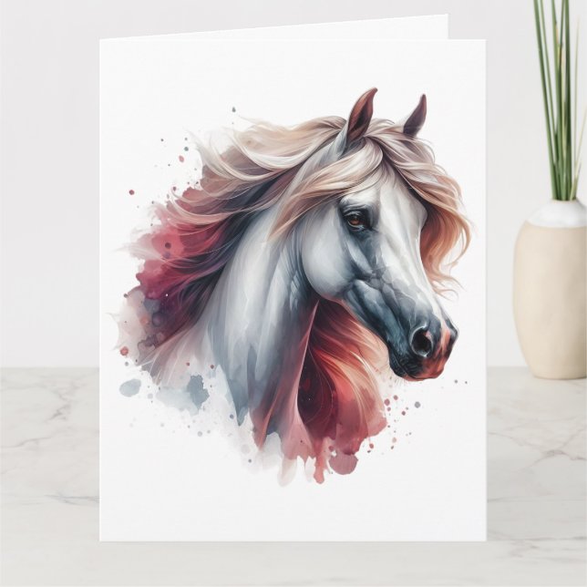 Cartão De Agradecimento Placa de Cavalo de Aquarela (Frente)