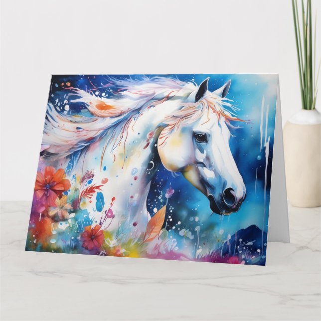 Cartão De Agradecimento Placa de Cavalo de Aquarela (Frente)