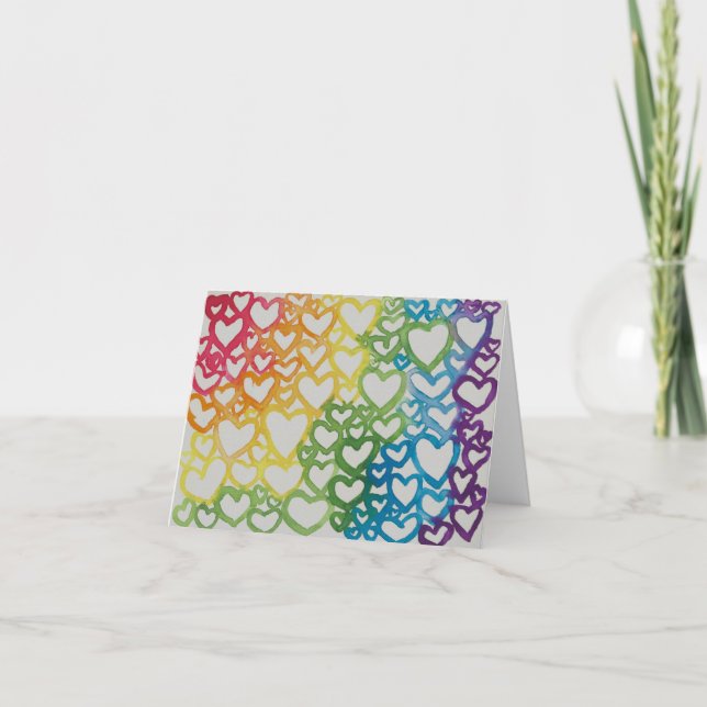 Cartão De Agradecimento Placa de Corações de Aquarela (Frente)