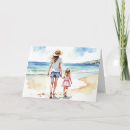 Cartão De Agradecimento Placa de Dia de as mães de Aquarela de Praia