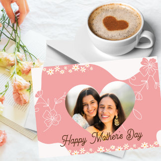 Cartão De Agradecimento Placa de Dia de as mães de Foto em Forma de Flor e