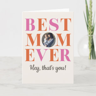 Cartão De Agradecimento Placa de Dia de as mães de Fotografia Rosa Laranja